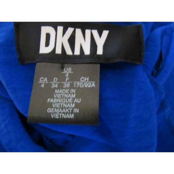 NWT, DKNY Blue Short Sleeve Tiered Midi Dress Size 4 With Belt - Picture 8 of 8